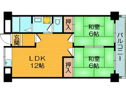 メゾンヒラク(2LDK/1階)の間取り写真