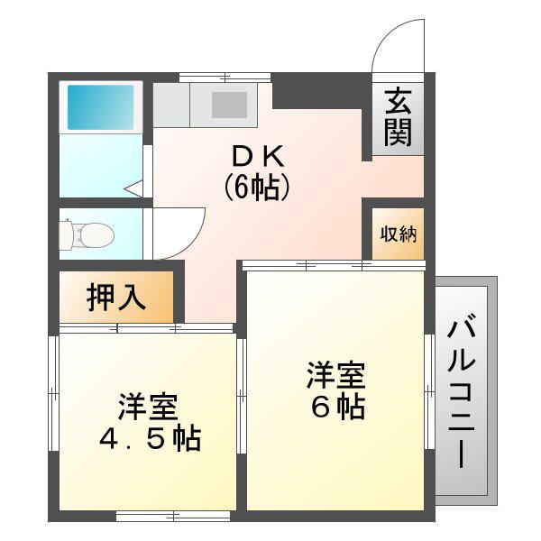 メゾン菊水(2DK/3階)の間取り写真