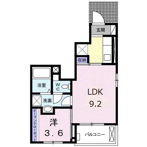 マーシャル(1LDK/1階)の間取り写真