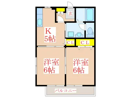 ヴィラ・イタリー(2K/1階)の間取り写真