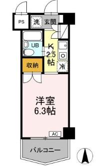 ジュネス西生田(1K/4階)の間取り写真