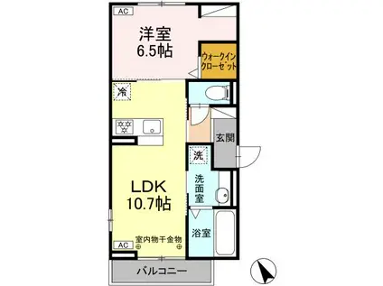 D-CRINUM 御殿場II(1LDK/3階)の間取り写真
