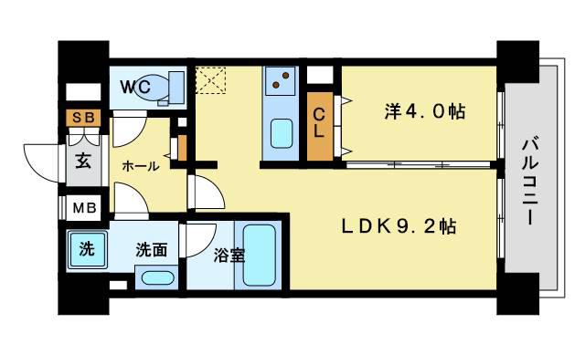 ランドセントラル梅田(1LDK/2階)の間取り写真