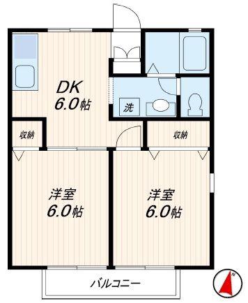 VAQUERO A棟(2DK/1階)の間取り写真