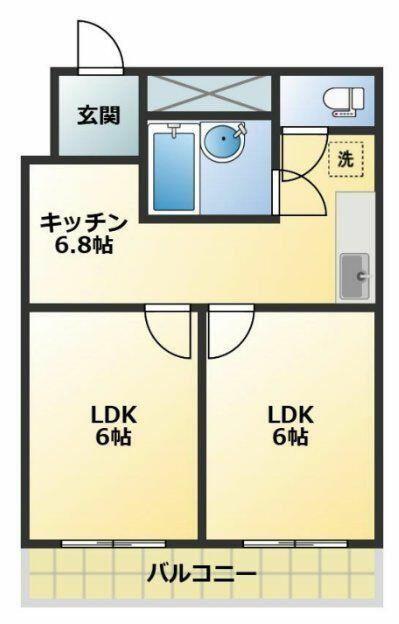 越前堀永谷マンション(2K/10階)の間取り写真