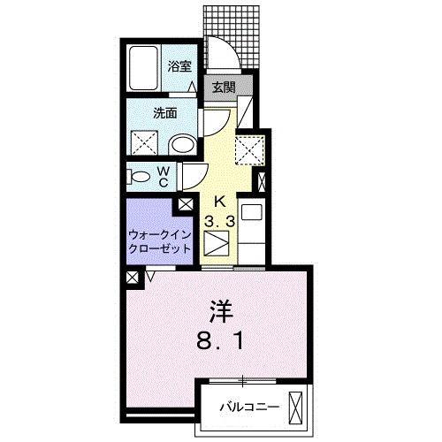 グラシアスM(1K/1階)の間取り写真