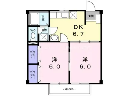 ニューシティタカ(2DK/1階)の間取り写真