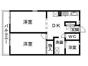 オメガ スクエア(2DK/2階)の間取り写真