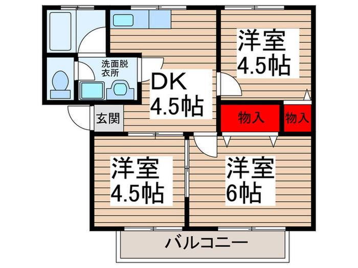 ヴィラ小金原II(3DK/1階)の間取り写真