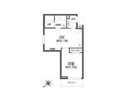 PASEO中目黒 パセオ中目黒(1DK/1階)の間取り写真