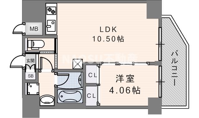 プレジオ永和EURO(1LDK/13階)の間取り写真