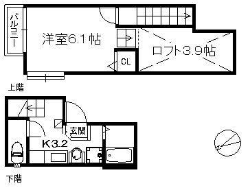 DCT大橋 181(1K/2階)の間取り写真
