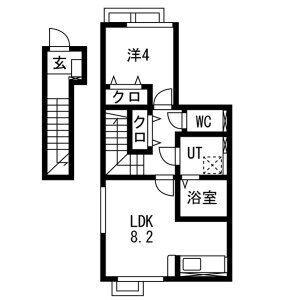 LIEN鶴岡A(1LDK/2階)の間取り写真