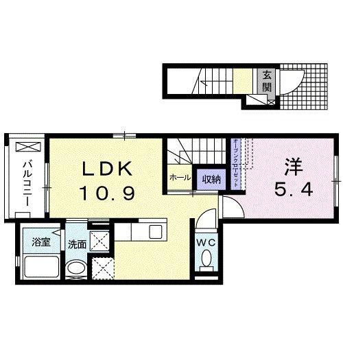 メイプル(1LDK/2階)の間取り写真