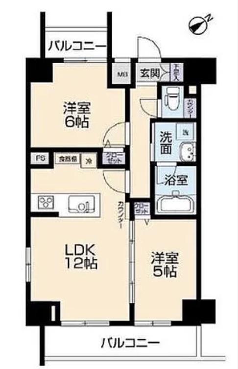 アイル芝浦東京ベイ(2LDK/9階)の間取り写真