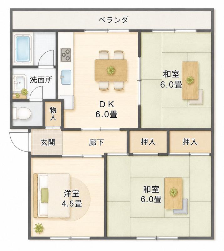 KNハイツ(3DK/1階)の間取り写真