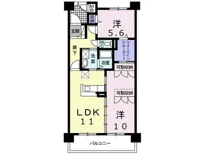 GRAND LEAGA(2LDK/6階)の間取り写真