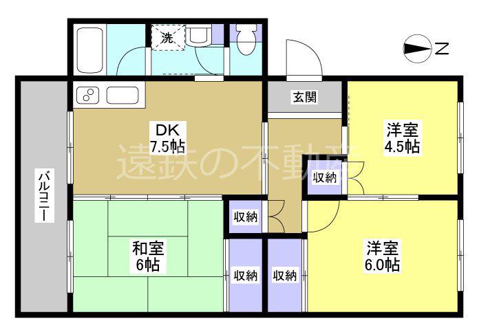 新津コーポ(3DK/2階)の間取り写真