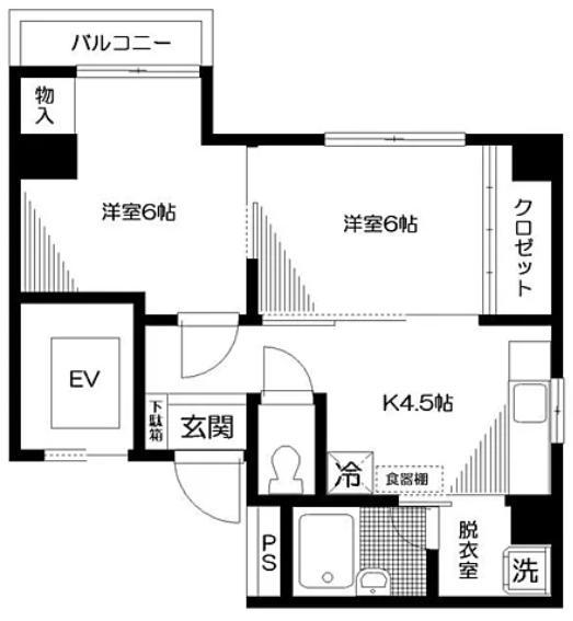 YYビル(2K/3階)の間取り写真