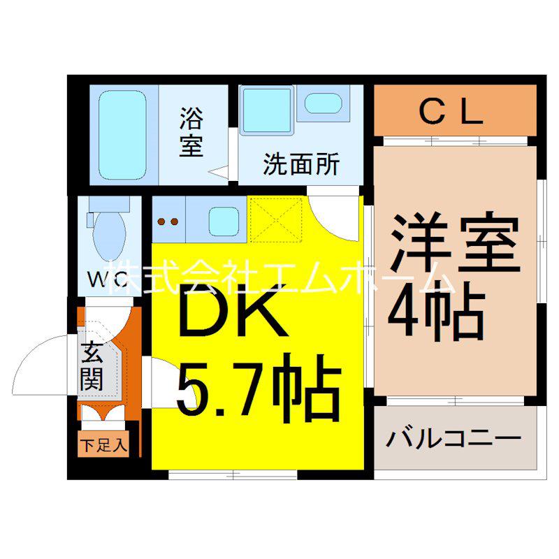 カノーパス日比野(1DK/3階)の間取り写真