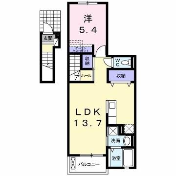 アヴリル II(1LDK/2階)の間取り写真