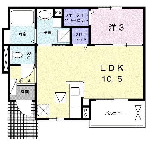 アカンサス(1LDK/1階)の間取り写真