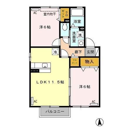 ブランソレイユ(2LDK/2階)の間取り写真