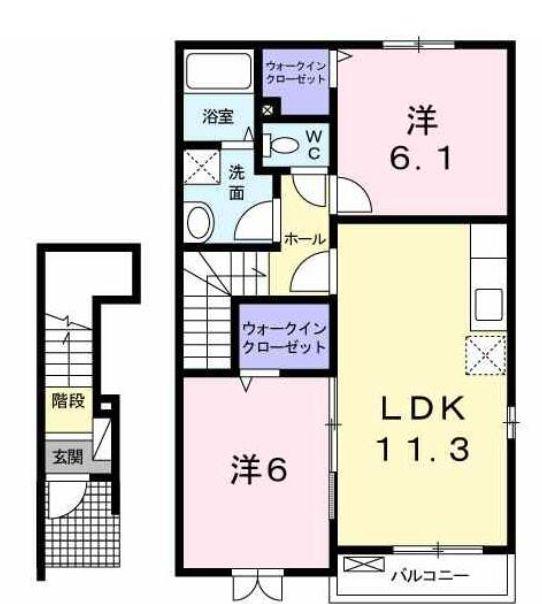 サンヒルズM I(2LDK/2階)の間取り写真