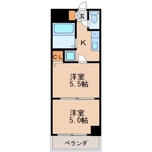 リアライズ栄II(2K/9階)の間取り写真
