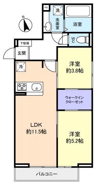 D-SOLACE津田沼II(2LDK/1階)の間取り写真