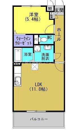 パークメゾン斉脇II(1LDK/1階)の間取り写真