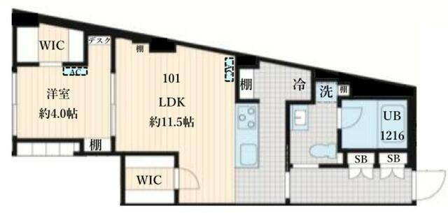 フレア島津山(1LDK/B2階)の間取り写真