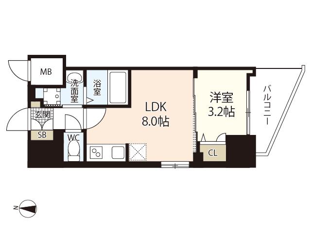 S-RESIDENCE国泰寺町一丁目(1LDK/10階)の間取り写真
