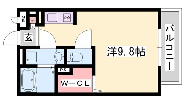 フルール恵比寿(ワンルーム/1階)の間取り写真