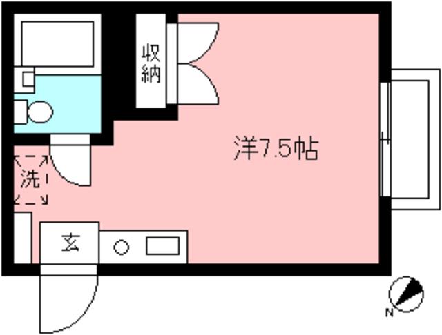 コーポさち(ワンルーム/2階)の間取り写真