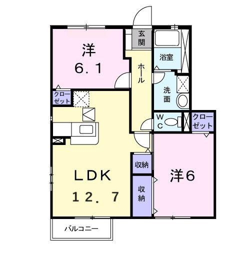 グランパレス III(2LDK/1階)の間取り写真