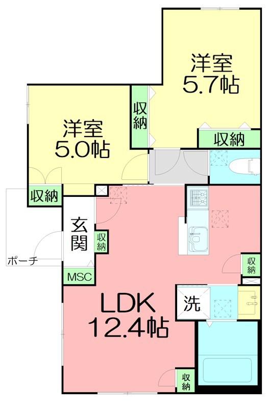 MAISON QUATTRO(2LDK/1階)の間取り写真