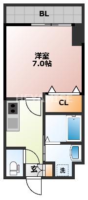 ディノ馬町(1K/9階)の間取り写真
