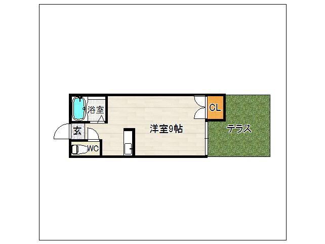 ベル21(ワンルーム/1階)の間取り写真