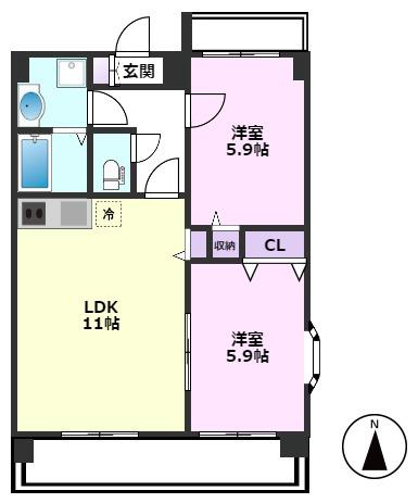 アメニティ桜マンション(2LDK/2階)の間取り写真