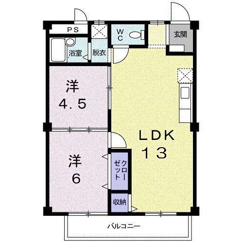 グリンピア(2LDK/1階)の間取り写真