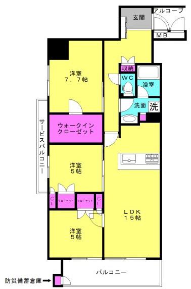 ブランシエラ加古川リアラス(3LDK/3階)の間取り写真