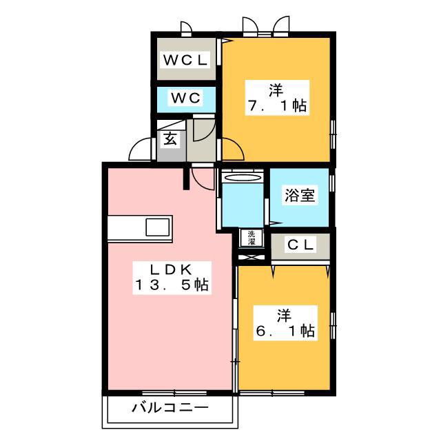 ルーチェ(2LDK/2階)の間取り写真