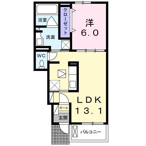 エスポワールI(1LDK/1階)の間取り写真