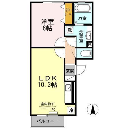 RE・EARTHの杜もり(1LDK/1階)の間取り写真