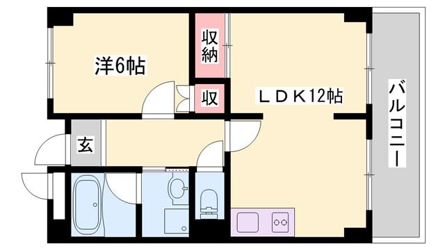 アーバンヤシロ(2DK/1階)の間取り写真