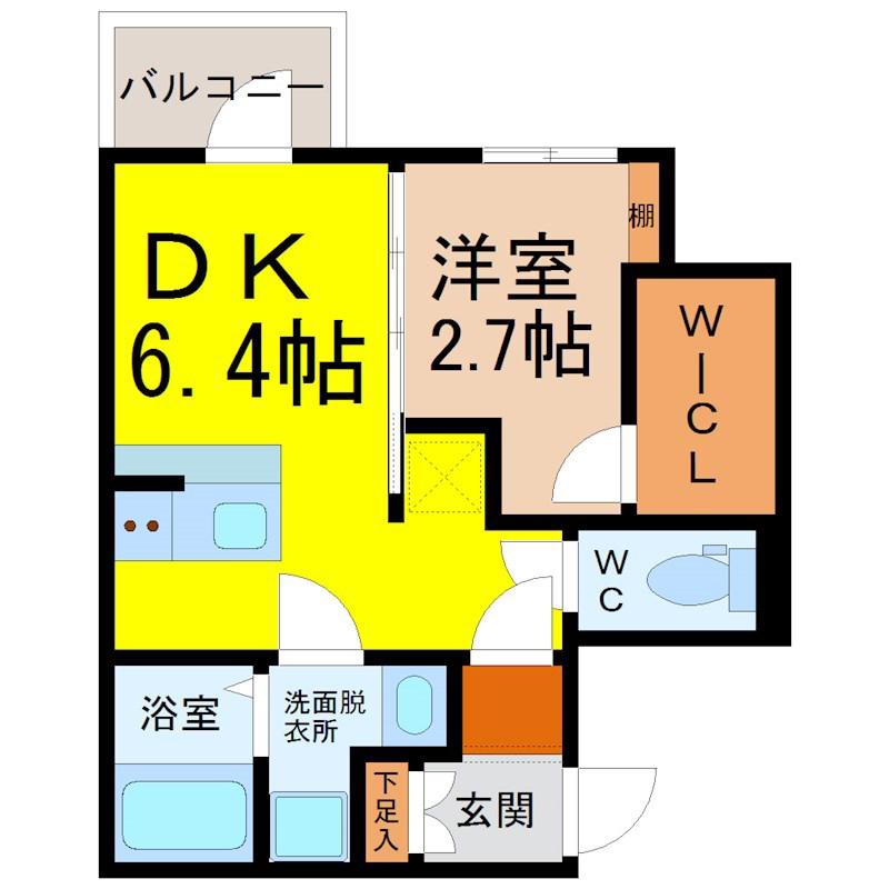 エスリードレジデンス東別院マークス(1DK/7階)の間取り写真