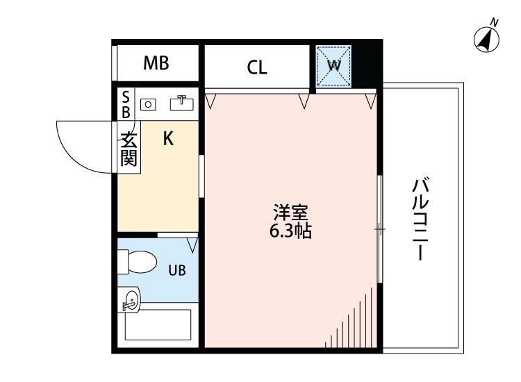 エレナコート経堂(1K/2階)の間取り写真