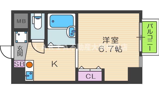 サンガ梅田(1K/10階)の間取り写真