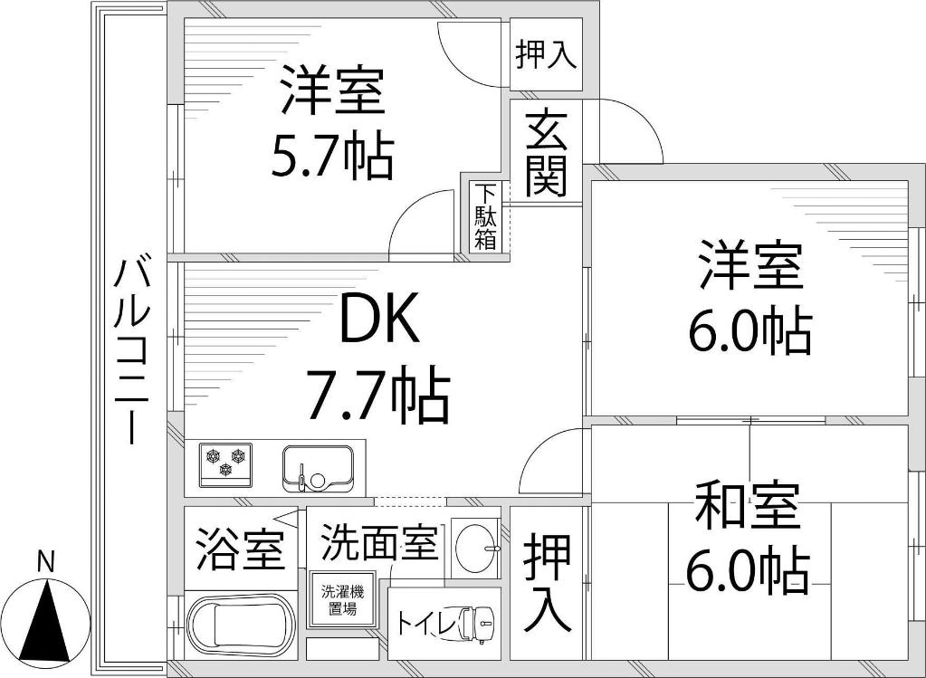 メゾンエルム(3DK/2階)の間取り写真
